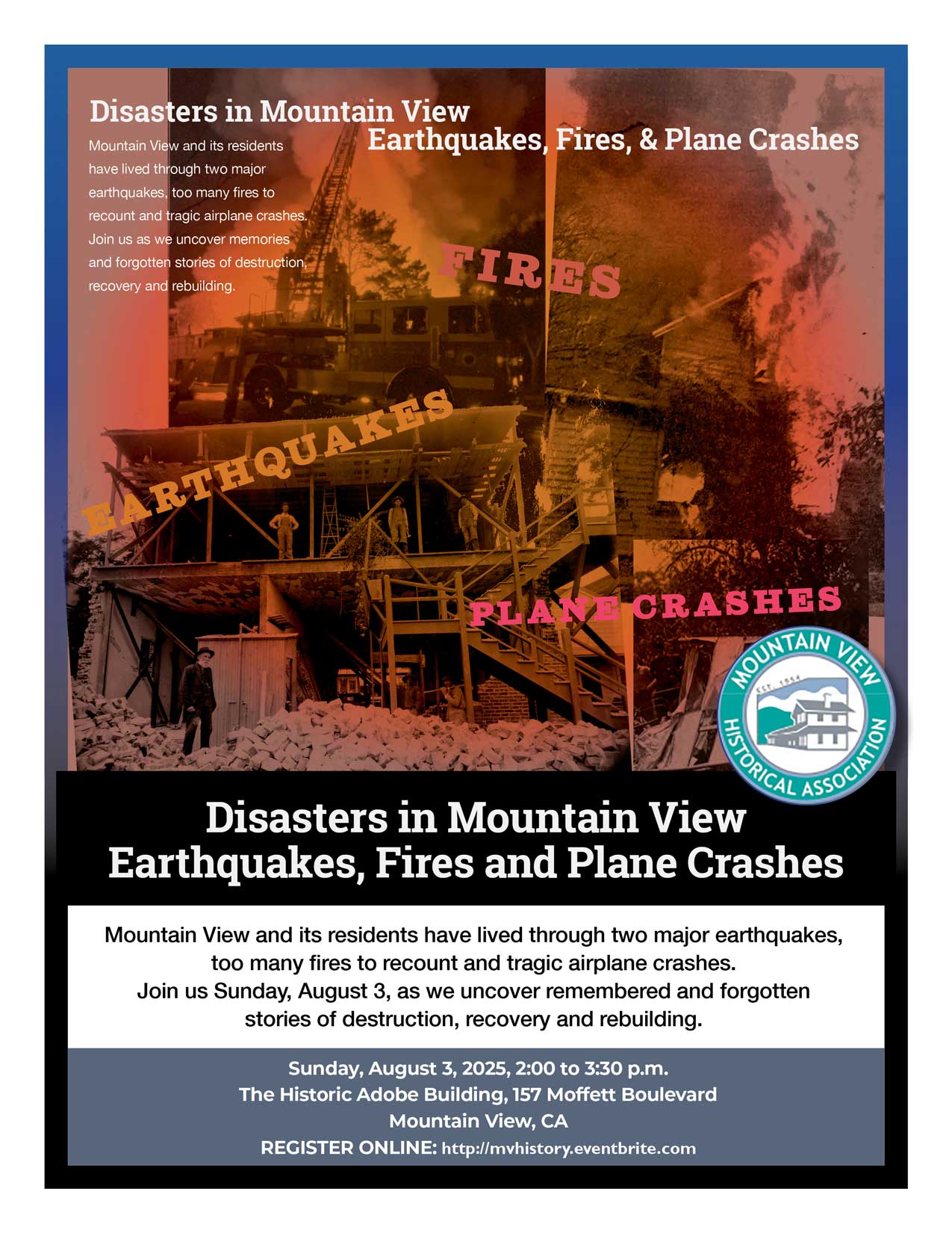 Disasters of Mountain View- earthquakes, fires & airplane crashes-